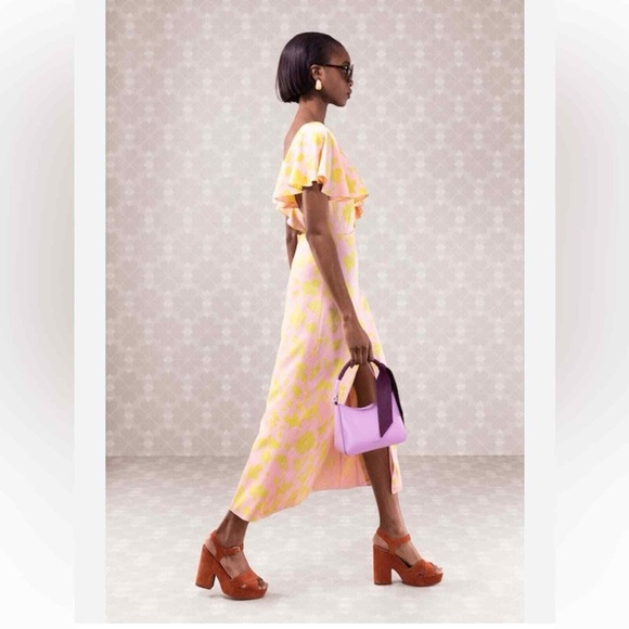 NWT Kate Spade Floral Splash Midi Dress - Picture 2 of 9